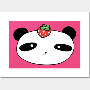 Strawberry Panda Face Posters and Art